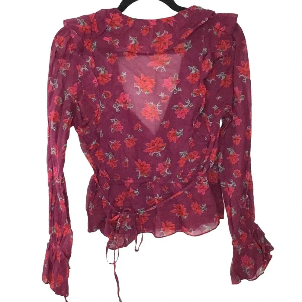 Free People Amanda Ruffle Top wrap‎ XS NEW